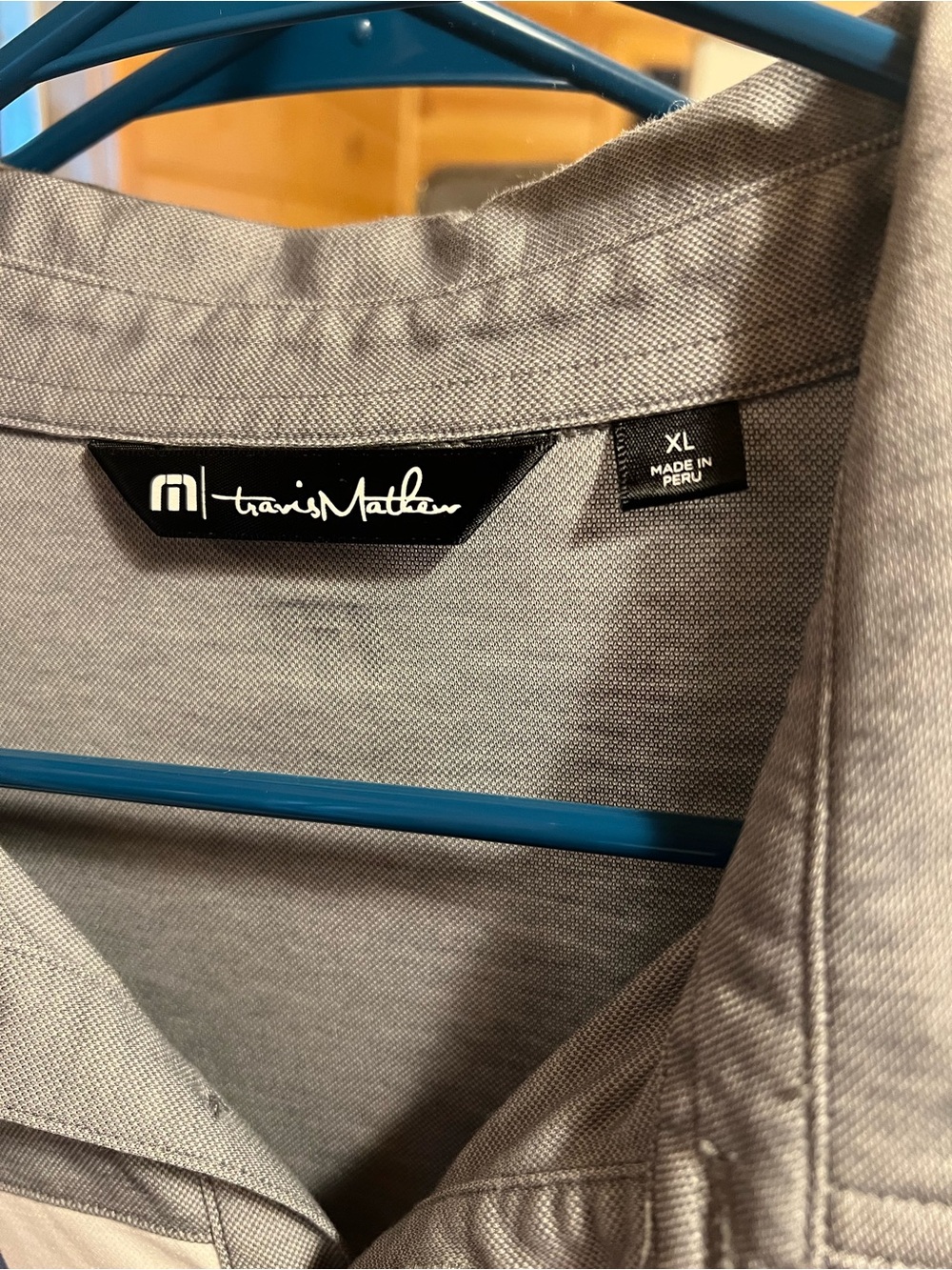 Travis Mathew Gray Polo with Blue, White & Red Texas Stripe - Picture 2 of 3